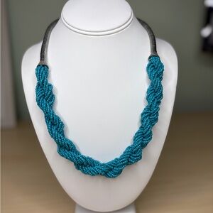 Retro Blue Beaded Necklace
